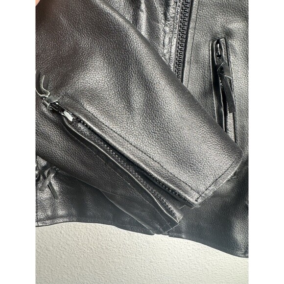 Milwaukee Black Leather Women's L Motorcycle Pocket Jacket With Zip Out Lining - Picture 8 of 16